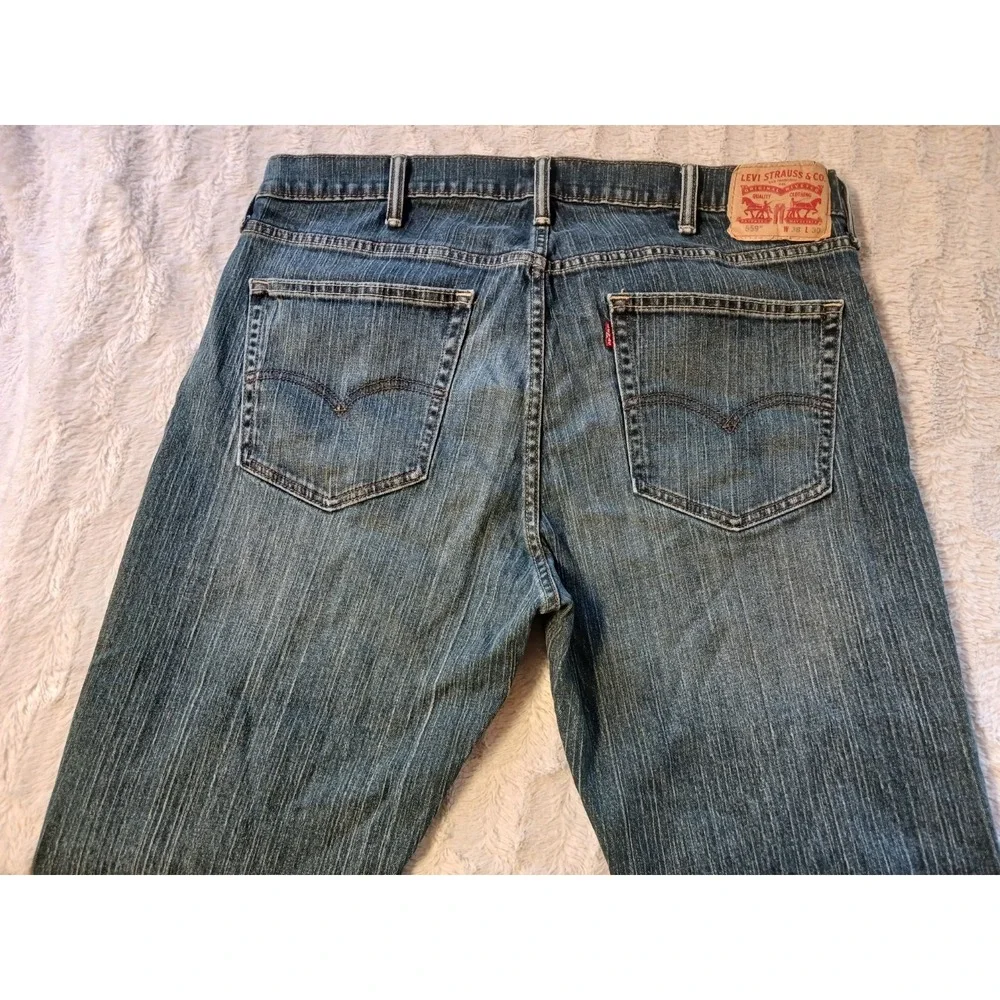 Levis 559 Jeans Relaxed Straight Dark Sand Wash Blue Denim Men's Size 38x30